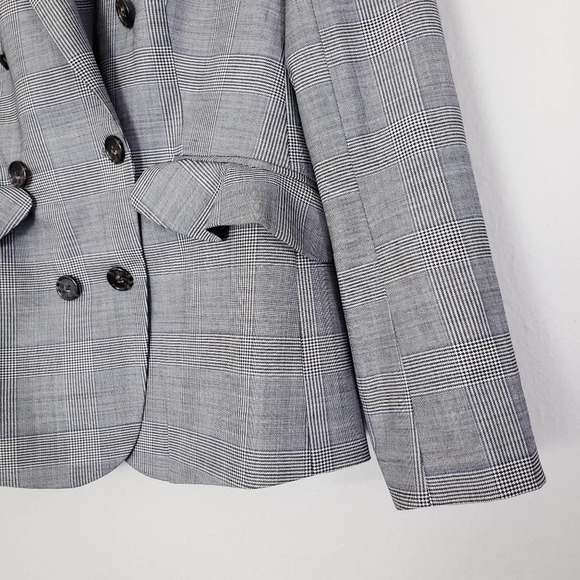 J. Crew Glen Plaid Wool Ruffle Double Breasted Blazer Jacket - Picture 5 of 13